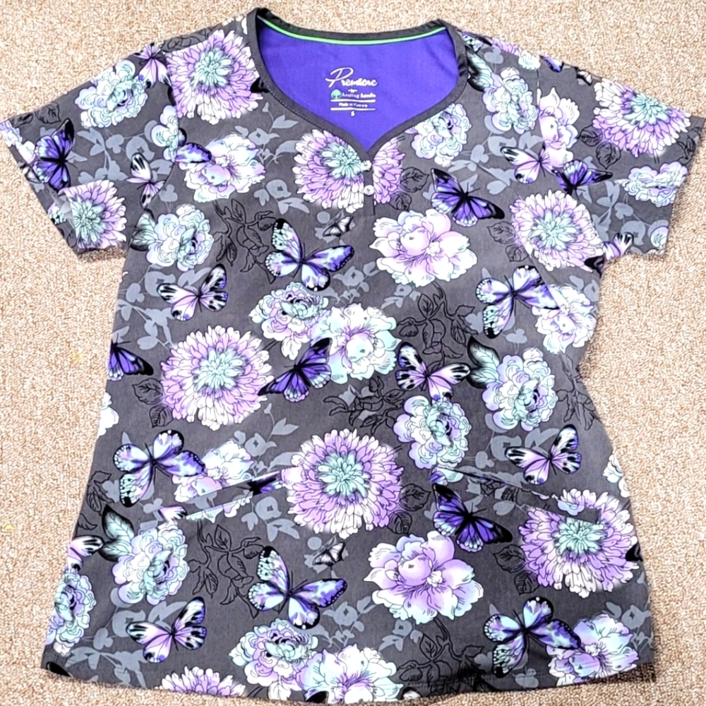 Purple flower scrub tip size small premiere by healing hands